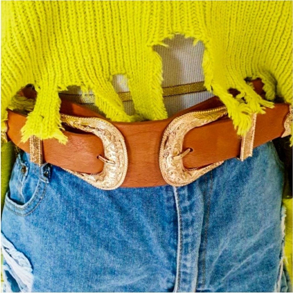Restock💥Double Buckle Brown Belt